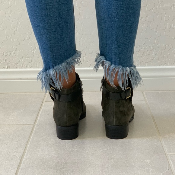 Moss Green Fierce Studded Strap Edge Ankle Bootie - Picture 4 of 8